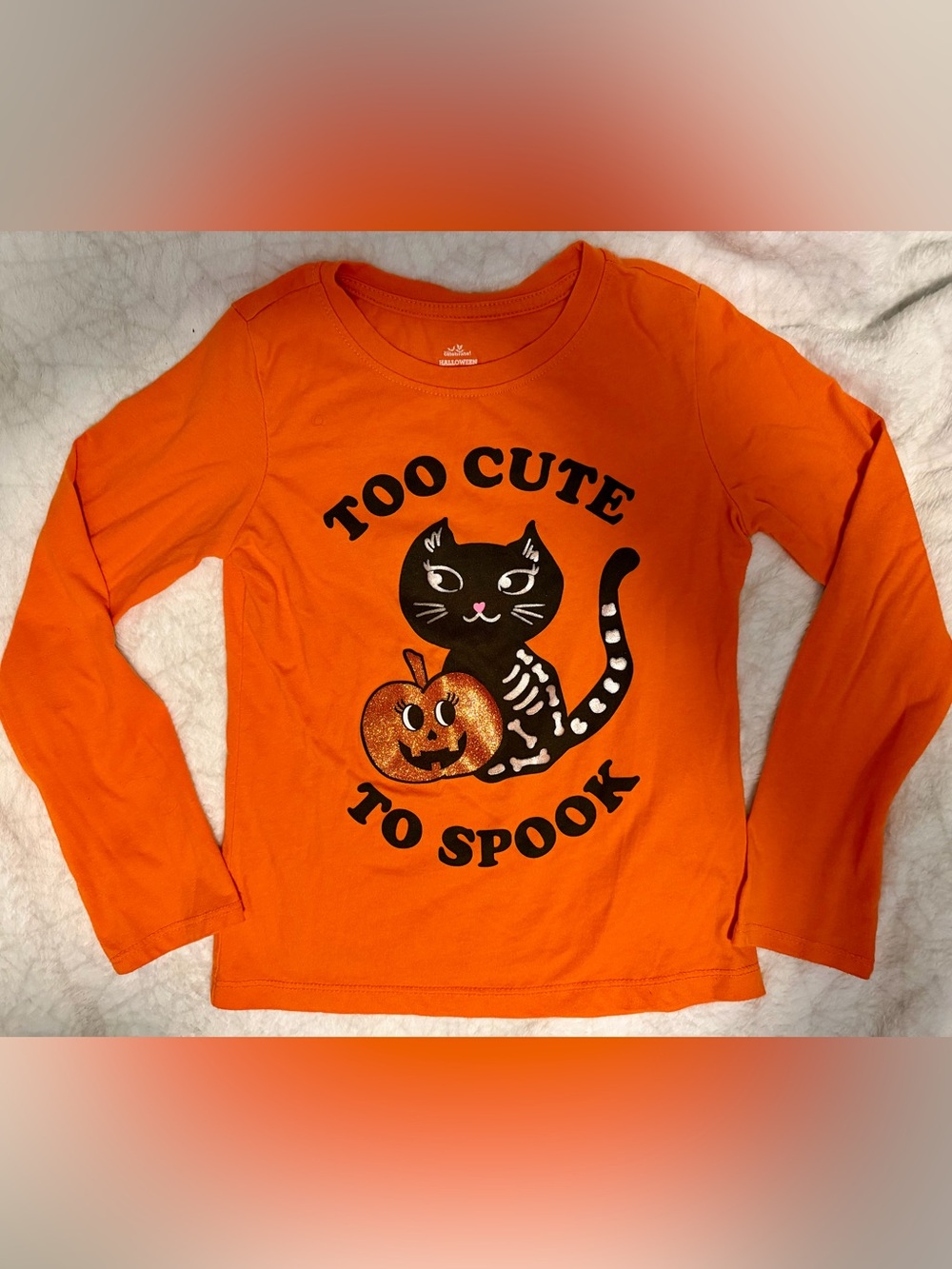 Girls Long Sleeve Halloween Graphic Tee (med 7/8)